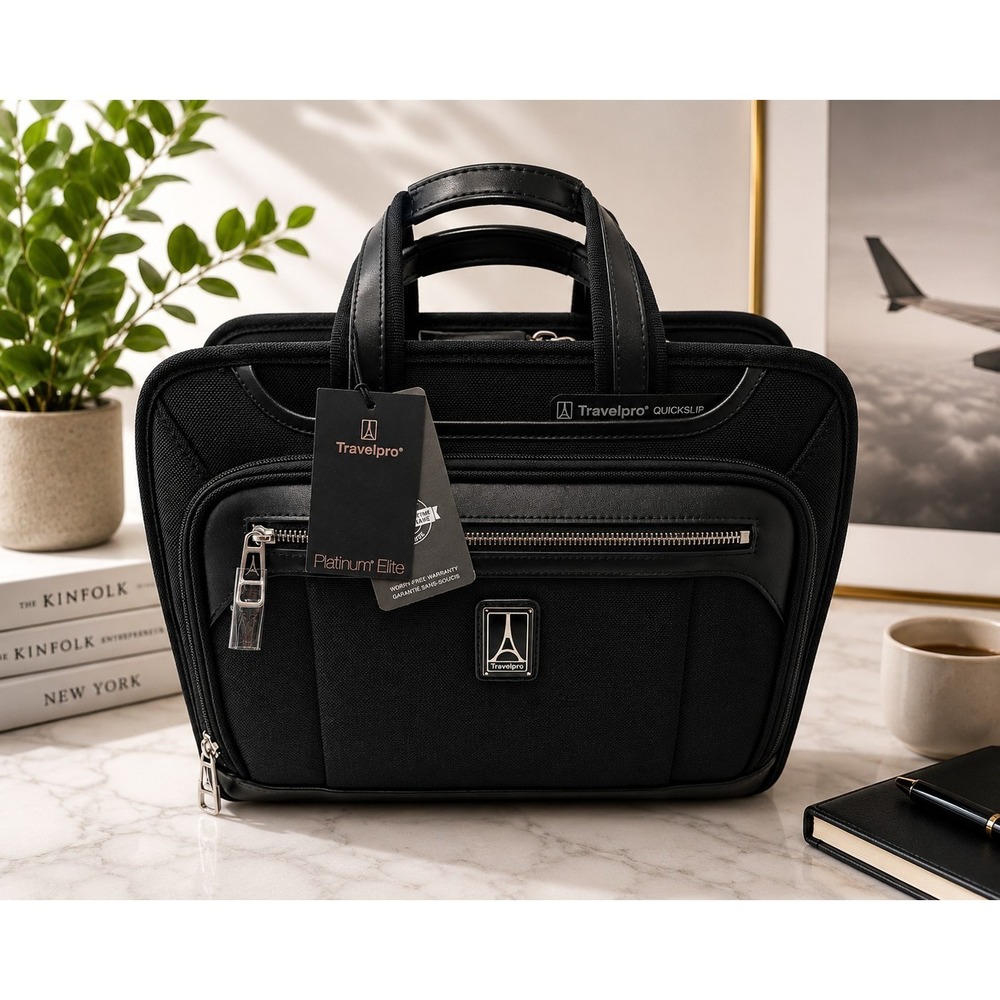 Travelpro Platinum Elite Black Business Briefcase Laptop Bag Carry-On Travel NWT